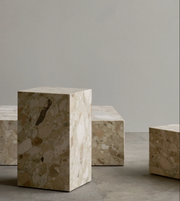 Set of Milano marble block coffee tables by Daya Worldwide, featuring sleek marble surfaces and modern design.