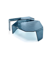 Set of two sculpted glass coffee tables with sleek, modern design by Daya Worldwide, featuring clear glass surfaces and curved legs.