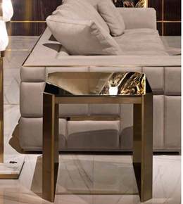 Elegant Aurora glass side table with clear glass top and sleek metal frame, ideal for modern living spaces.