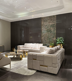 Daya Worldwide Monza Luxe sectional sofa with plush cushions and modern design, shown in a stylish living room setting
