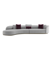 Daya Worldwide Aurora Curve Modular Sofa in neutral fabric with sleek, curved design and plush cushions for modern living rooms.