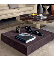 Square Daya Worldwide coffee table with a sleek wooden surface and minimalist design, perfect for modern living rooms.