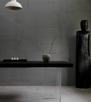 Live edge dining table by Daya Worldwide featuring natural wood finish and sturdy legs, ideal for modern dining rooms.