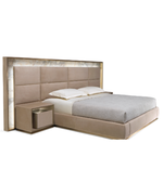 Daya Worldwide Luxe Panel Bed with a sleek modern design, featuring a tall paneled headboard and sturdy wooden frame.