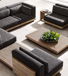 Daya Worldwide Horizon outdoor lounge set with cushioned chairs and a matching table, ideal for stylish outdoor seating.
