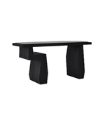 Elegant black obsidian sculpt console table with a sleek design, perfect for modern living spaces.