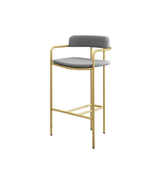 Aurelia bar chair by Daya Worldwide, featuring a sleek modern design with a curved backrest and sturdy wooden legs.