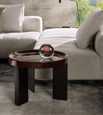 Louver side table with a sleek wooden design and louvered panels, perfect for modern living spaces.