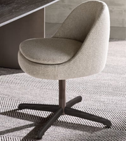 Sendai swivel dining armchair by Daya Worldwide with a modern design, featuring a cushioned seat and wooden base.