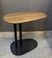 Daya Worldwide Zenith Side Table with sleek wooden top and modern metal legs, ideal for living room or bedroom decor.