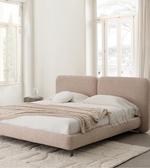 Daya Worldwide Haven Bed with a modern frame, featuring a sleek upholstered headboard and plush bedding for a stylish bedroom.