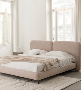 Daya Worldwide Haven Bed with a modern frame, featuring a sleek upholstered headboard and plush bedding for a stylish bedroom.