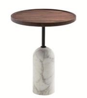 WOOD MARBLE SIDE TABLE