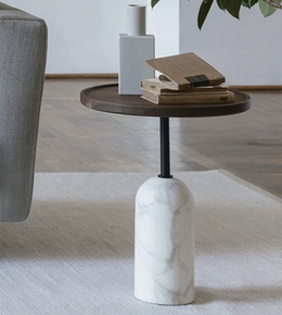 WOOD MARBLE SIDE TABLE