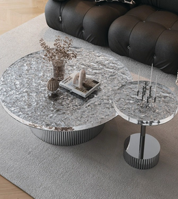 Hammered Surface Coffee & Side Table Set – T-038C / T-038D