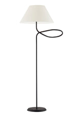 Full view of modern loop floor lamp isolated on white background