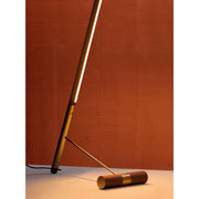 Integrated LED strip detail on modern leaning floor lamp