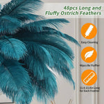 Detailed view of fluffy ostrich feathers used in designer floor lamp