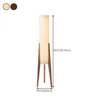 Tall wooden tripod floor lamp with dimensions shown for home décor lighting