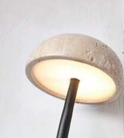 Close-up of natural stone wall light diffuser