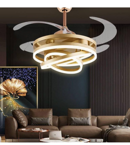 Modern ceiling fan with light fixture in a living room setting