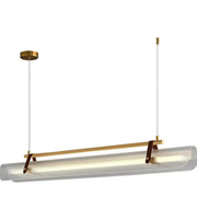 Modern pendant light with gold accents on a white background