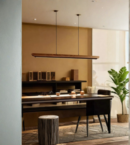 WOODEN SLIM LINEAR LED PENDANT LIGHT