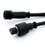 Two black electrical connectors on a white background