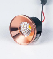 Copper-finished light fixture on a white background