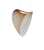 Modern pendant light with a unique design on a white background