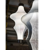 Modern pendant lights with unique designs in a workshop setting