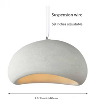 Gray pendant light with adjustable suspension wire on a white background