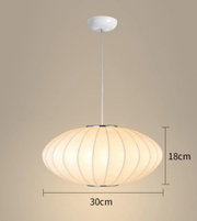 Pendant light with dimensions indicated on a beige background