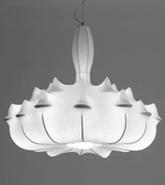 Modern pendant light with a unique design on a gray background