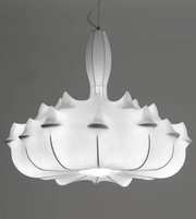 Modern pendant light with a unique design on a gray background