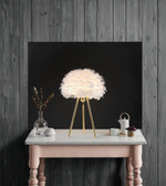 Stylish feather table lamp used as accent lighting in modern décor