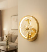 Contemporary LED wall light with clear crystal floral design