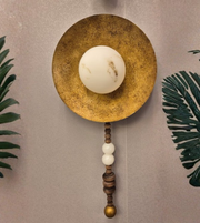 Decorative textured wall lamp with illuminated center globe