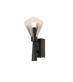 Contemporary black wall lamp with flared smoked glass shade