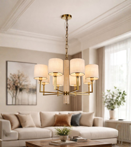 ROYAL LINEN SHADE CHAIN CHANDELIER
