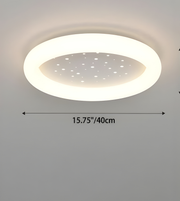 Ceiling light fixture with measurements on a plain background