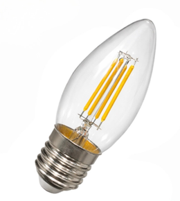 Clear LED candle bulb on a white background