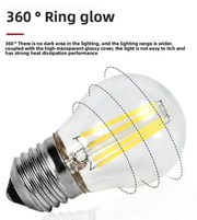 LED light bulb with 360-degree ring glow feature on a white background