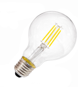 Clear LED light bulb on a white background