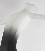 Mannequin torso with gradient gray to white color on a light gray background