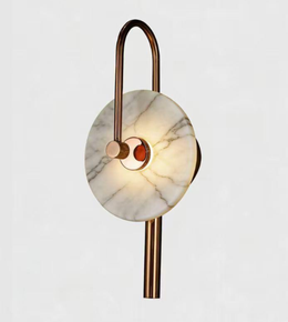 Decorative wall light fixture with marble-like design on a white background