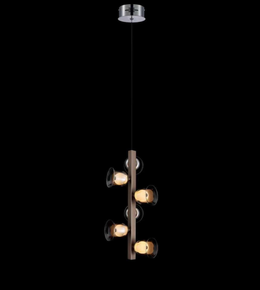 Modern pendant light with multiple lights on a black background