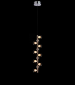 Modern pendant light with multiple bulbs on a black background