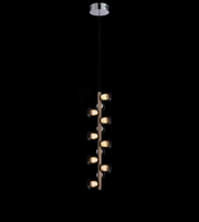 Modern pendant light with multiple bulbs on a black background