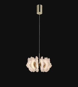 Floral pendant light fixture on a black background